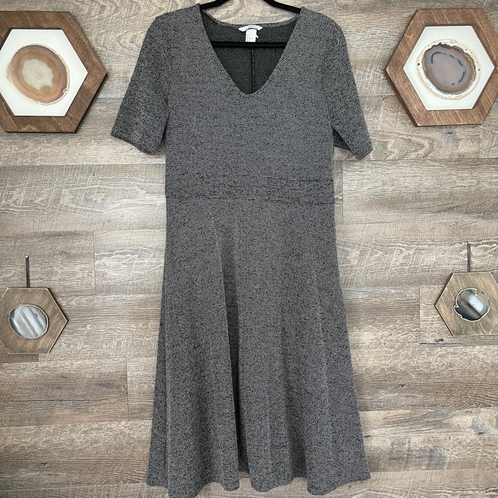 H&M Black & White V-Neck Swing Dress, NWOT